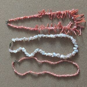 Set of 3 Pink Faux Coral Necklaces